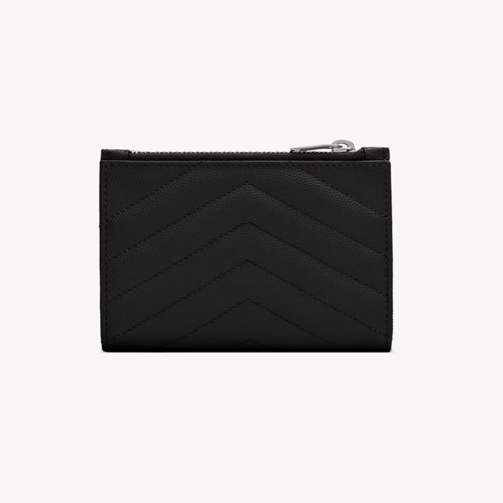 NEW Saint Laurent Cassandre Matelassé Bi-Fold Wallet in Grain Leather – Black - Picture 3 of 4